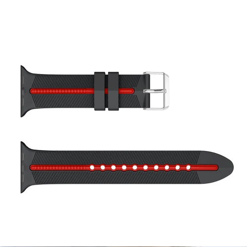 Силиконовый ремешок для Apple watch 42 мм 38 мм iWatch 4 ремешка 44 мм 40 мм двухцветный ремень браслет ремешок для Apple watch 4/3/2/1 - Цвет ремешка: black red