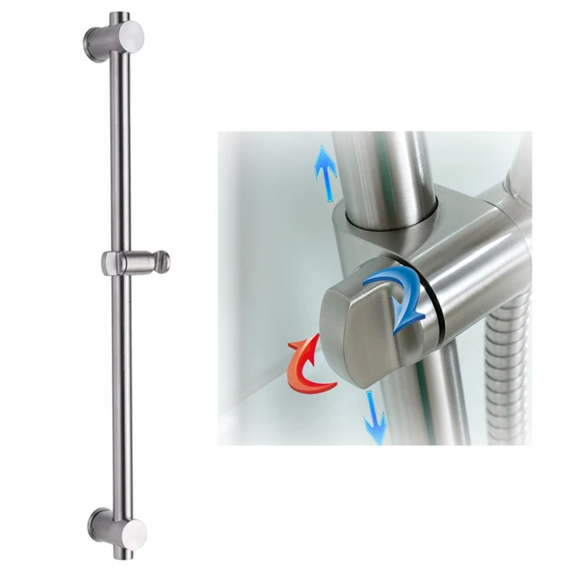 Free shipping Stainless Steel Slide Bars with Handheld Shower Bracket Height and Angle