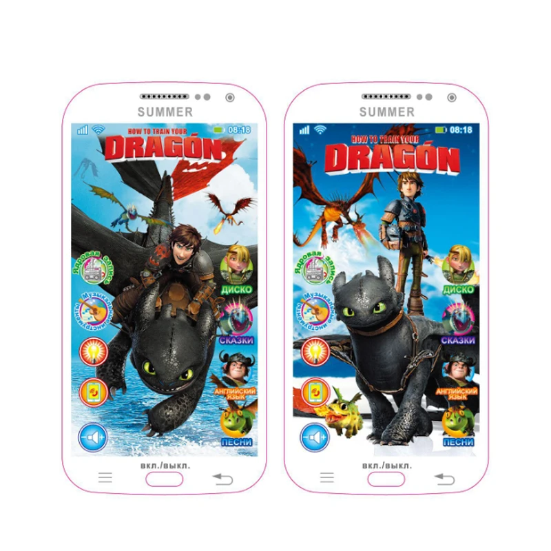 How to Train Your Dragon 3 Multi-function light music touch learning mobile phone kids toy Compatible with Russian language