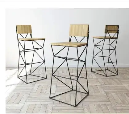 Real wood bar chair. High chair. Back to fashion creative stools