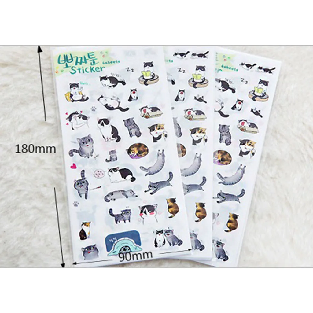 6 Sheets Cute Mini Cat & Girl Transparent Korean Sticker Decorative DIY Album Planner Diary Scrapbooking Label Kawaii Stationery