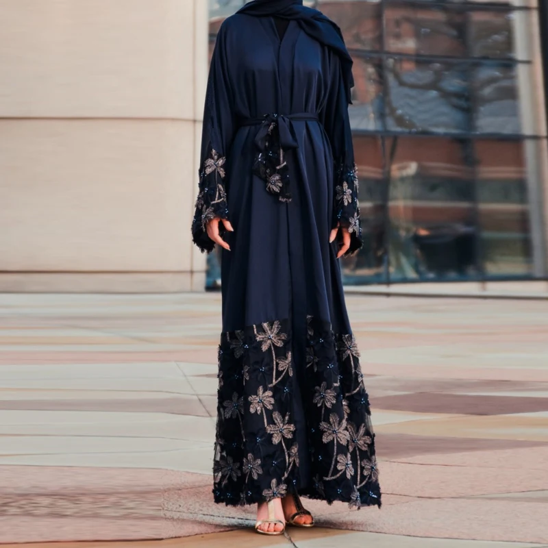 Цветочное нарядное платье Абаи Дубай, Турция исламский хиджаб мусульманское платье Абая для женщин Кафтан Рамадан джилбаба Elbise Giyim Халат