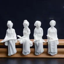 4 шт./партия в китайском стиле керамический винтажный чай, придающий красоты домашнее животное ручной работы художественное украшение офисное настольное украшение ремесла для подарков на день рождения