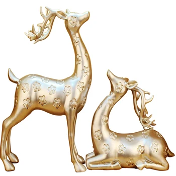 

Creative Sika Deer Statue Resin Craft Figurine Furnishing Articles Couple Deer Miniature Ornament Home Decoration Birthday Gifts