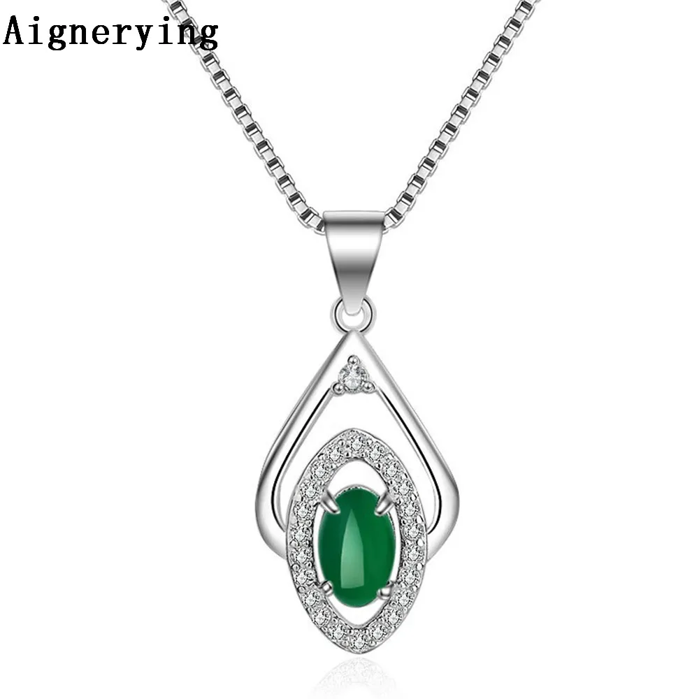 

Original Necklace Certificate Natural Medullary Inlaid Green Jade Cute Girl's 925 silver Pendant Woman's gift with Box