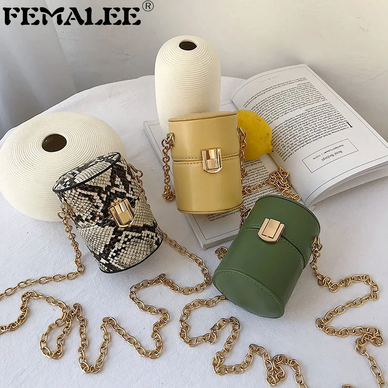

Serpentine Mini Fashion Handbags Luxury Women Bags Designer Retro Pu Leather Small Party Wallet Chain Bucket Bags