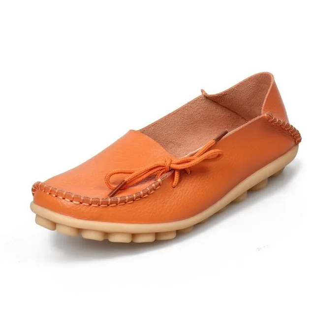 BEYARNE/ ; обувь для мам из натуральной кожи; мокасины; женская мягкая обувь для отдыха на плоской подошве; женская обувь для вождения; лоферы на плоской подошве - Цвет: orange