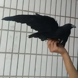 Черный моделирование крылья игрушка ворона пластиковые и меха Творческий ворона Модель Кукла подарок около 40x25 см 2528
