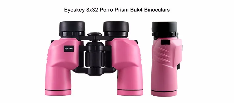 Розовый/черный 8x32 бинокль Eyeskey Porro водонепроницаемый бинокль телескоп Bak4 Призма Оптика Компактный для кемпинга