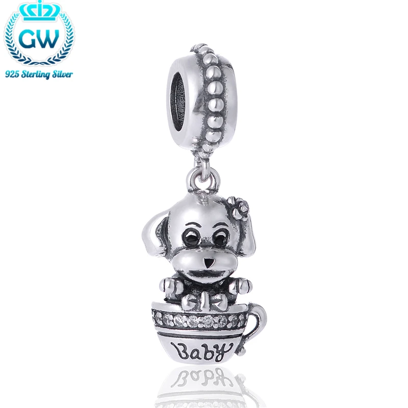 Dog Charm Best Friends Necklace Tibetan Silver Charms Fits Bead