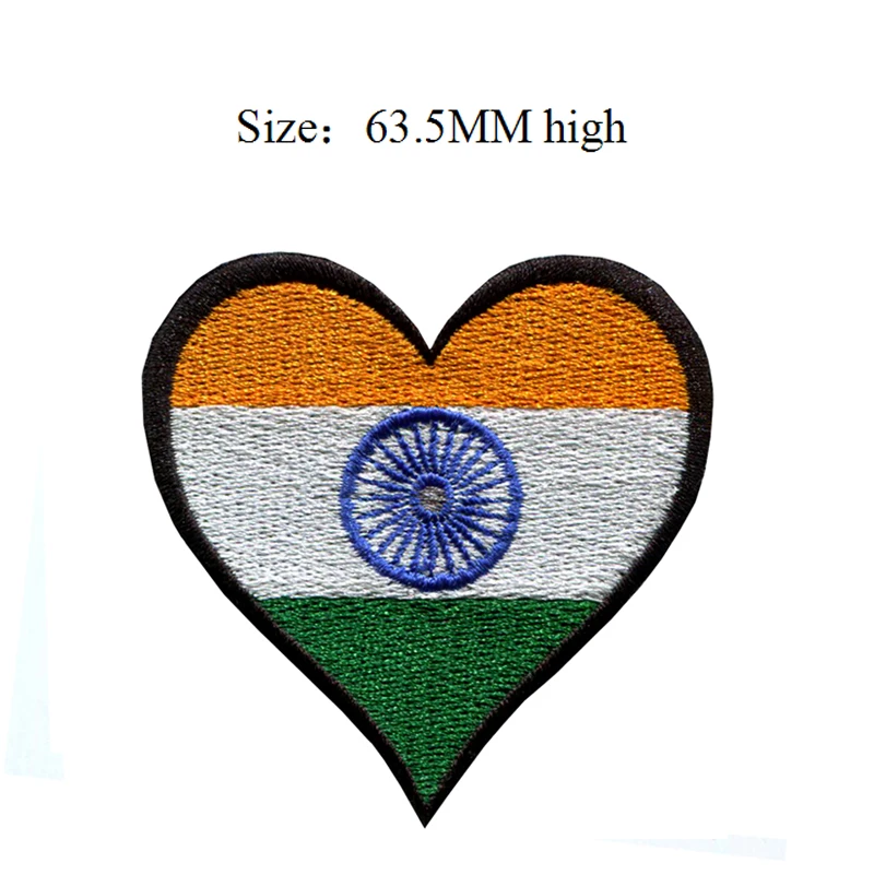 

63.5MM high India flag patch of heart patch custom patches/custom varsity jackets/apliques de feltro