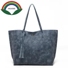Hojoee Women’s Soft Leather Handbag High Quality Women Shoulder Bag Luxury Brand Tassel Bucket Bag Fashion Women’s Handbags