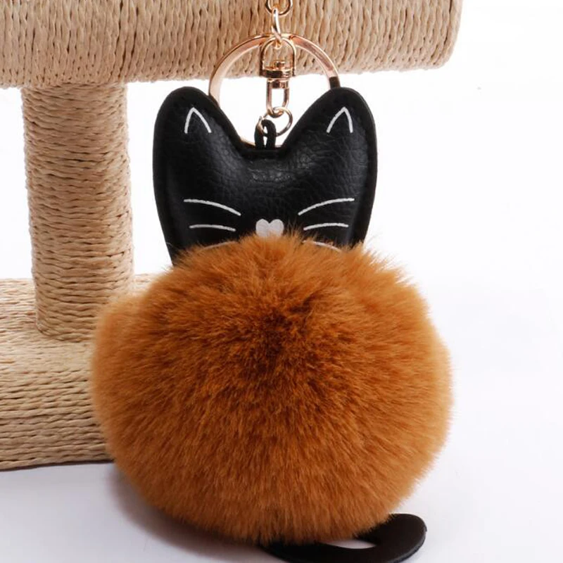 

Soft Fluff Little Cat Cute Kawaii Animal Pendant Keychain Key Ring Bag Car Key Decoration Party Small Gift Present to Friend
