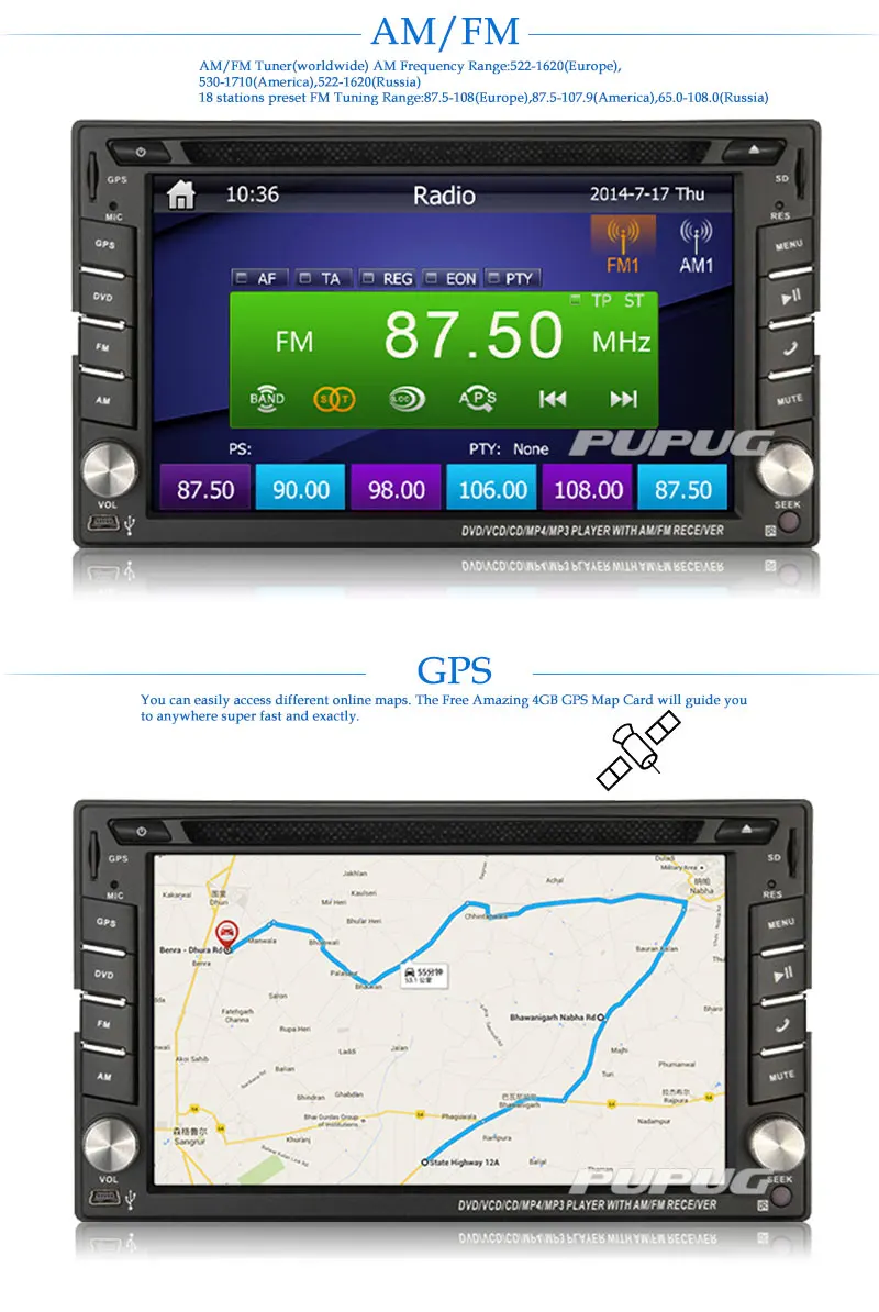 Excellent Wireless Rear Camera+Universal 6.2 inch Touch Screen Car GPS Navigation DVD Player Support AM FM Radio /Steering Wheel Control 7