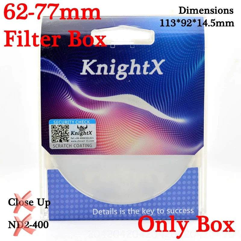 KnightX UV CPL ND Star line фильтр для объектива камеры для canon sony nikon 49 52 55 58 62 67 72 77 мм аксессуары для фото 700d 24-105 - Цвет: 62-77mm Filter Box