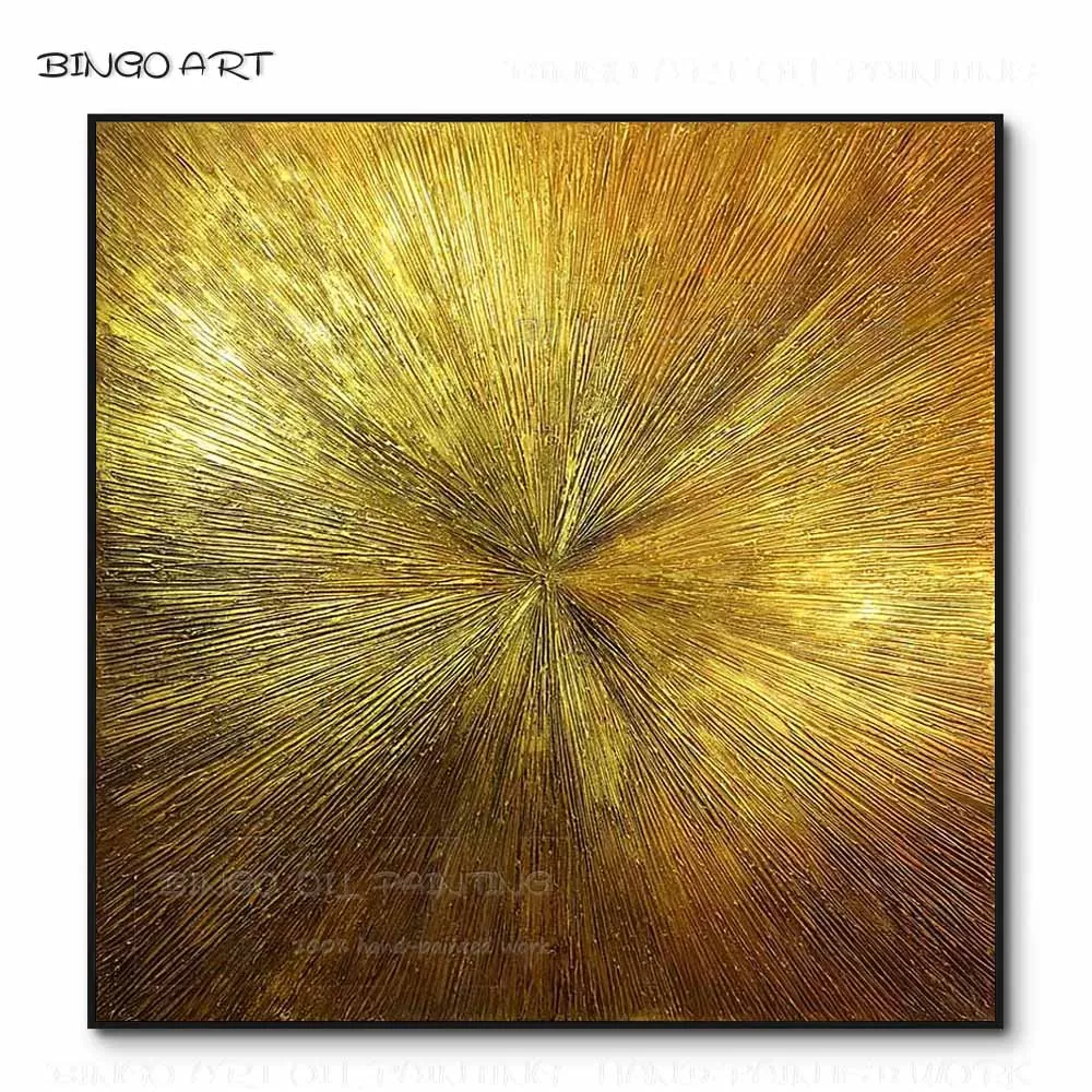 

Hand-painted High Quality Abstract Golden and Silver Oil Painting on Canvas Beauty Artwork Golden and Silver Knife Oil Painting