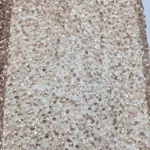 5 ярдов темная Роза золотая бусина кружевная ткань, свадебная кружевная ткань с бисером и блестками, тяжелая бусина кружевная ткань