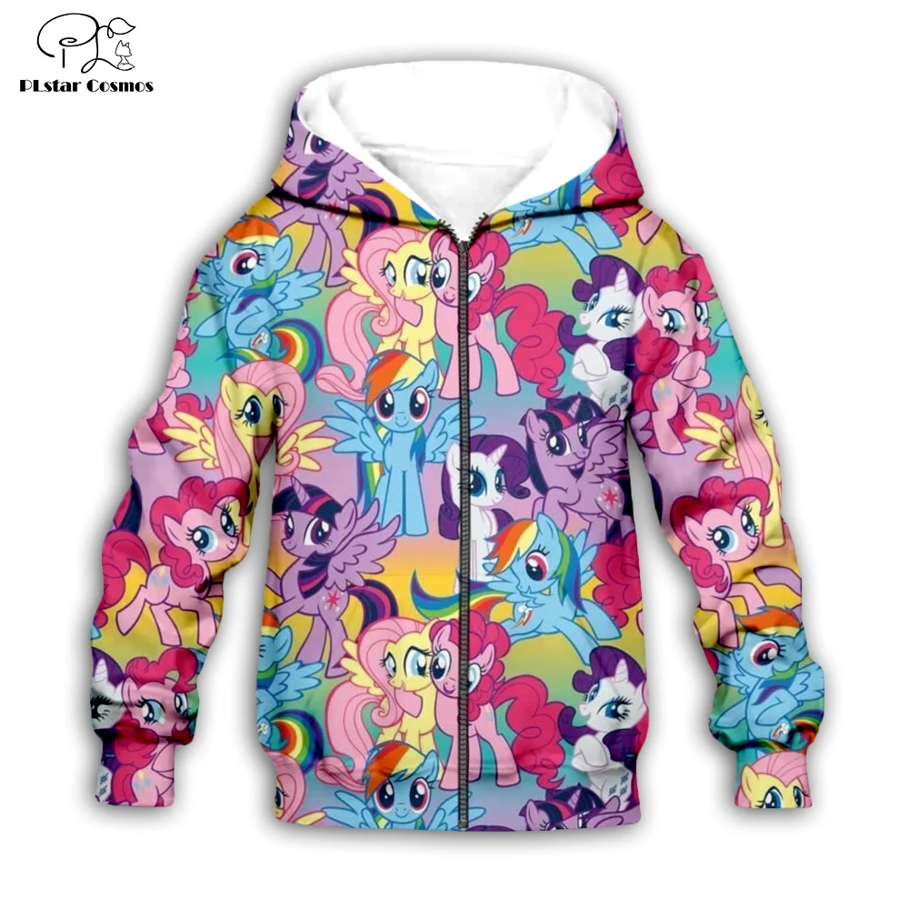 

Kids Clothes set Autumn Hoodie My little Cartoon anime horse collage colorful 3d print sweatshirt Girls Coats Boys Children suit
