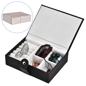 

Portable PU Leather Ring Earring Necklace Holder High Quality Solid Color Jewelry Box Holder Display Organizer Case Packaging d