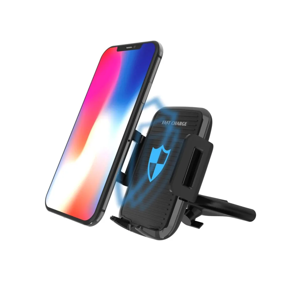 Автомобильное зарядное устройство Qi с CD слотом для iPhone X XR 8 Plus быстрая
