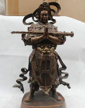 

17"Chinese Buddhism Bronze Skanda Wei Tuo Bodhisattva Veda God Warrior Statue