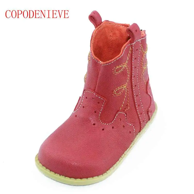 

COPODENVE Spring Autumn Flower Kids boy Boots Girls Boots Genuine Leather Leather Children Shoes for Toddler Girls Martin Boots