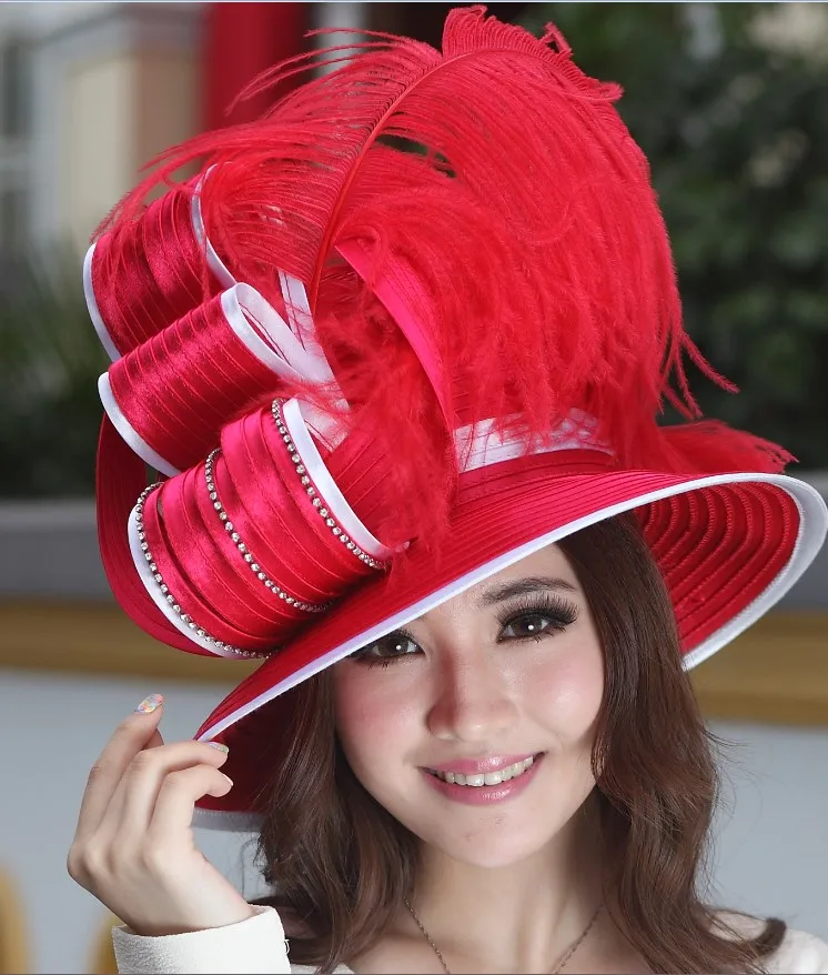 Women Derby Church Wedding Beach Cocktail Evening Sun Hats Dress Wide