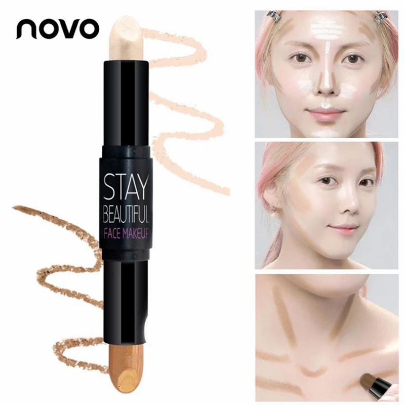 

3 Colors Brand Double-ended 2 in1 Contour Stick Contouring Highlighter Bronzer Create 3D Face Makeup Concealer Pen Makeup Creamy