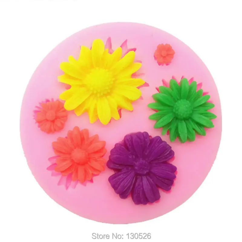 6 Hole Flower Shaped Chocolate Candy Jello 3D Silicone Mold Daisy