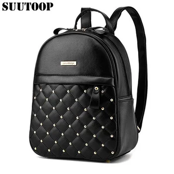 2017 women backpacks hot sale fashion causal bags high quality bead female shoulder bag PU leather backpacks For girls,mochila