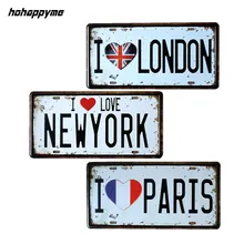 15*30 cm I Love Paris/London/Newyork Vintage cartel de Arte de Metal placas decorativas placa con inscripción para bar