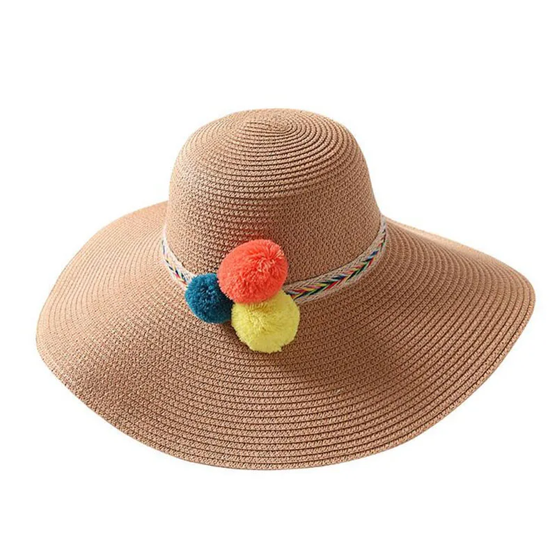 SUOGRY Summer Hat Foldable Large Wide Beach Sun Hat Straw Beach CAP For Elegant Ladies Hats
