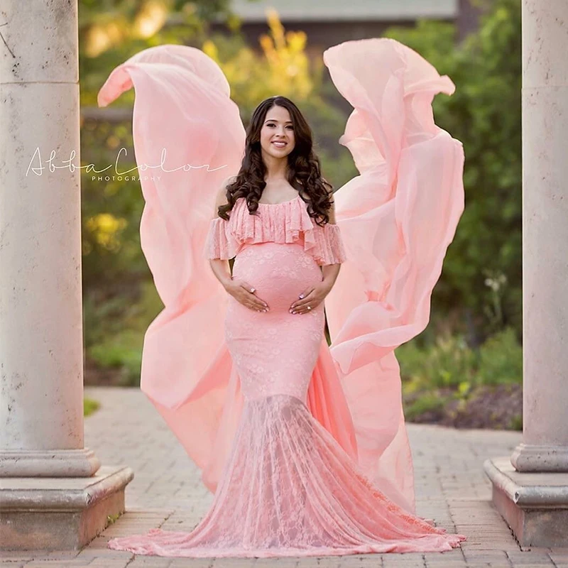 

Maternity Photography Props Maxi Maternity Gown Cotton Pregnant Dress Maternity Fancy Photo Shooting Pregnant Dress New Style