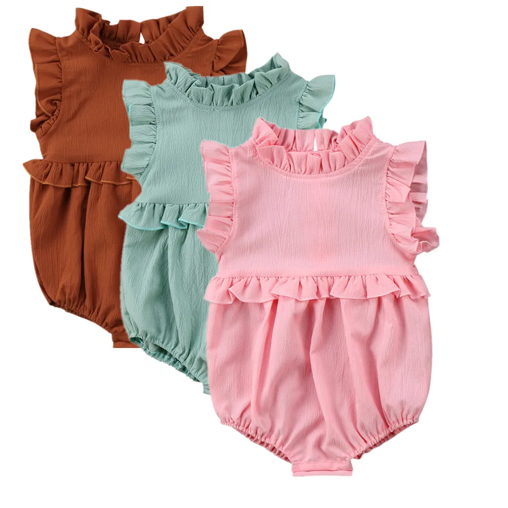 

Newborn Baby Girls Ruffles Sleeveless Romper Jumpsuit Clothes Outfits Summer