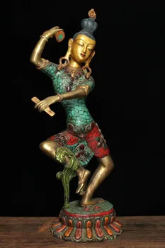 

christmas Tibet Bronze Inlay turquoise Gem Vajravarahi Dorje Phakmo Goddess Buddha statue halloween