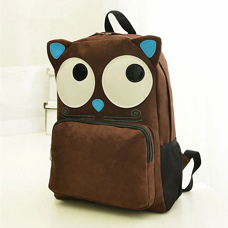 

Fashion Printing Owl Style Backpack Faux Suede Girls Backpacks Cute Women Backpack PB21