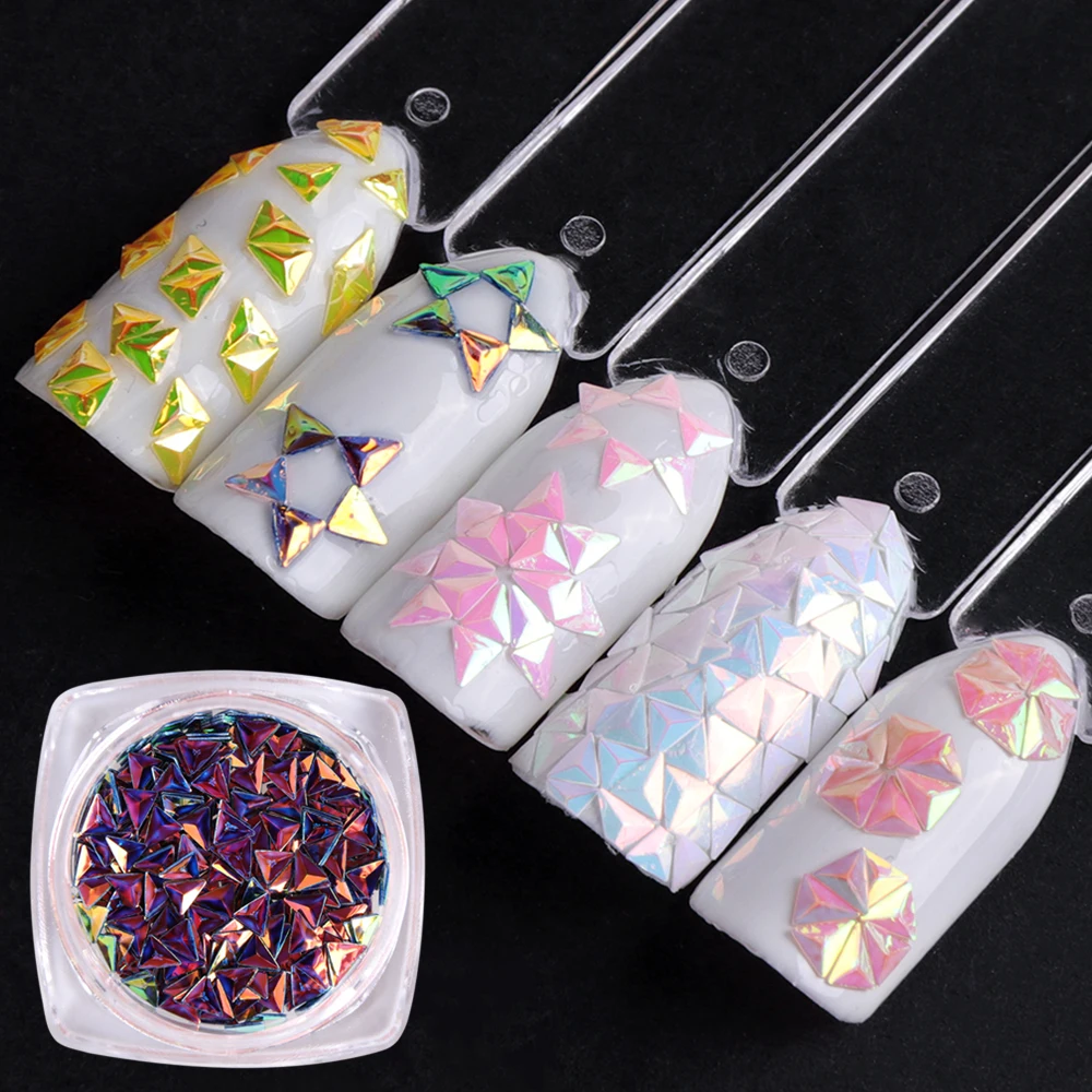 

1 Box Chameleon AB Gradient Nail Sequins Triangle Colorful Paillette Nail Flakes Glitter UV Gel 3D Nail Art Decorations BE1-12