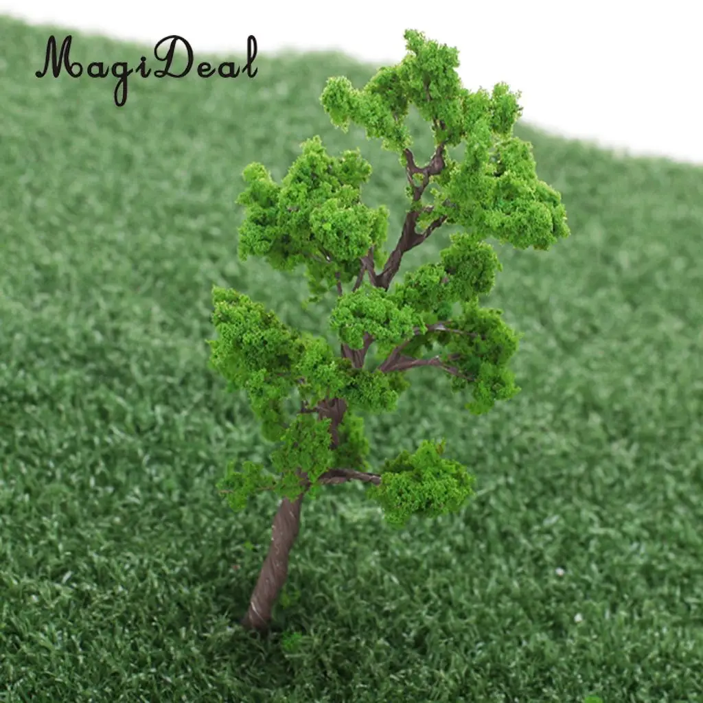 MagiDeal 5Pcs/Pack 1/75 Scale 12cm Train Track Model Trees Green for Street Railway Park Garden Layout Landscape Scenery Scene