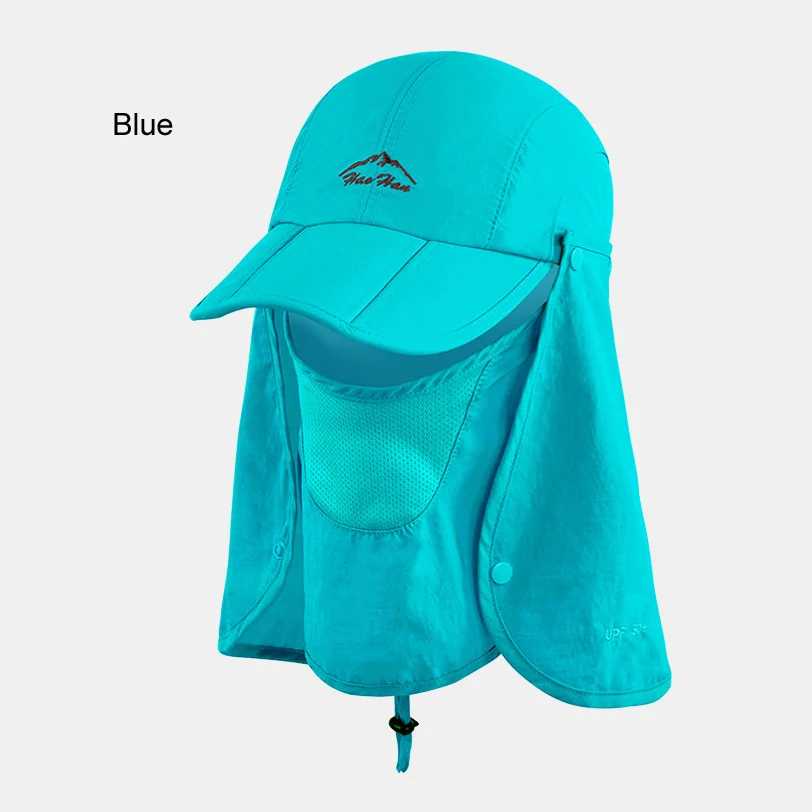 FSC01 Открытый Рыбалка Пешие прогулки ведро шляпа съемный складной портативный водонепроницаемый рыбак шляпа Маска Защита лица кепки - Цвет: blue