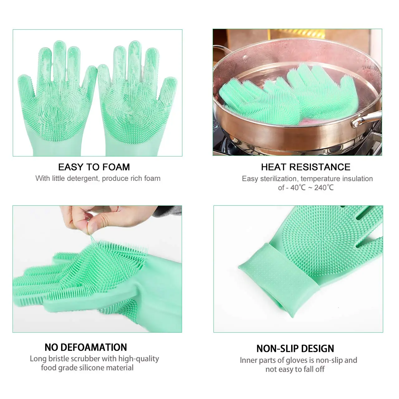 Кухонные силиконовые чистящие перчатки, волшебные перчатки для мытья посуды со Скруббером для мытья посуды и ухода за домашними животными, перчатки для мытья посуды