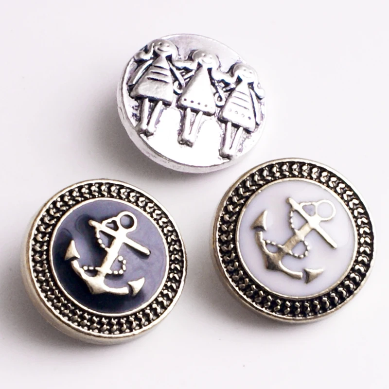 

XH3637 sisters sibling Anchor HOPE Metal 18mm Snap button jewelry