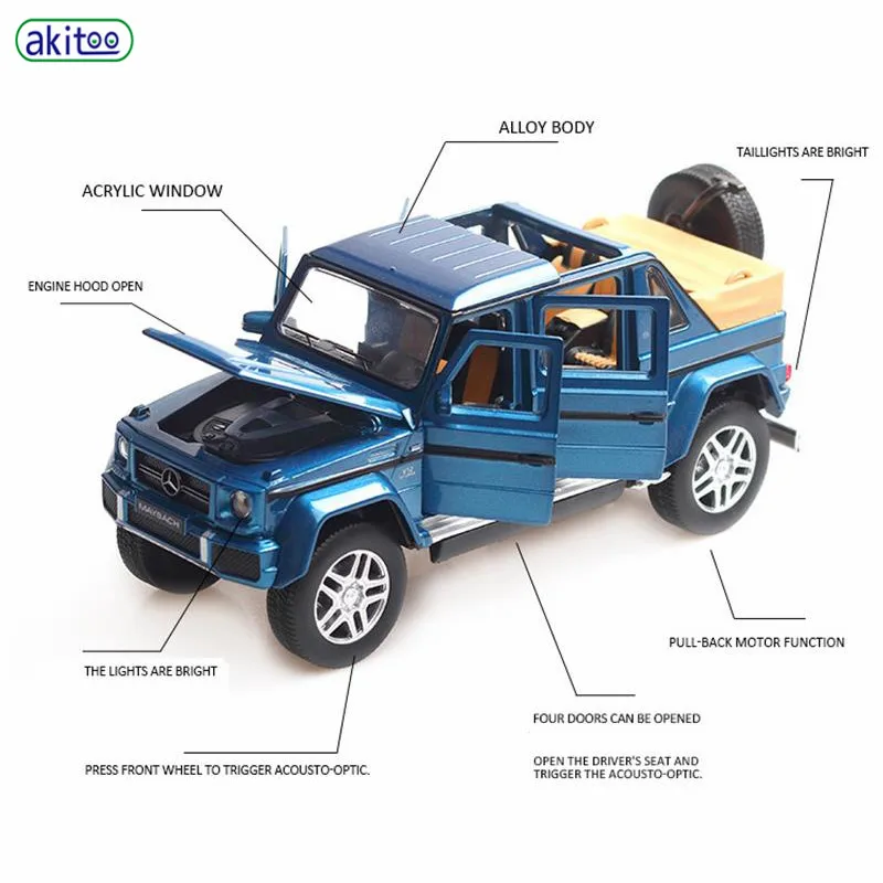 Akitoo модель автомобиля Mercedes Benz Maybach g650 звук и светильник из сплава игрушка для