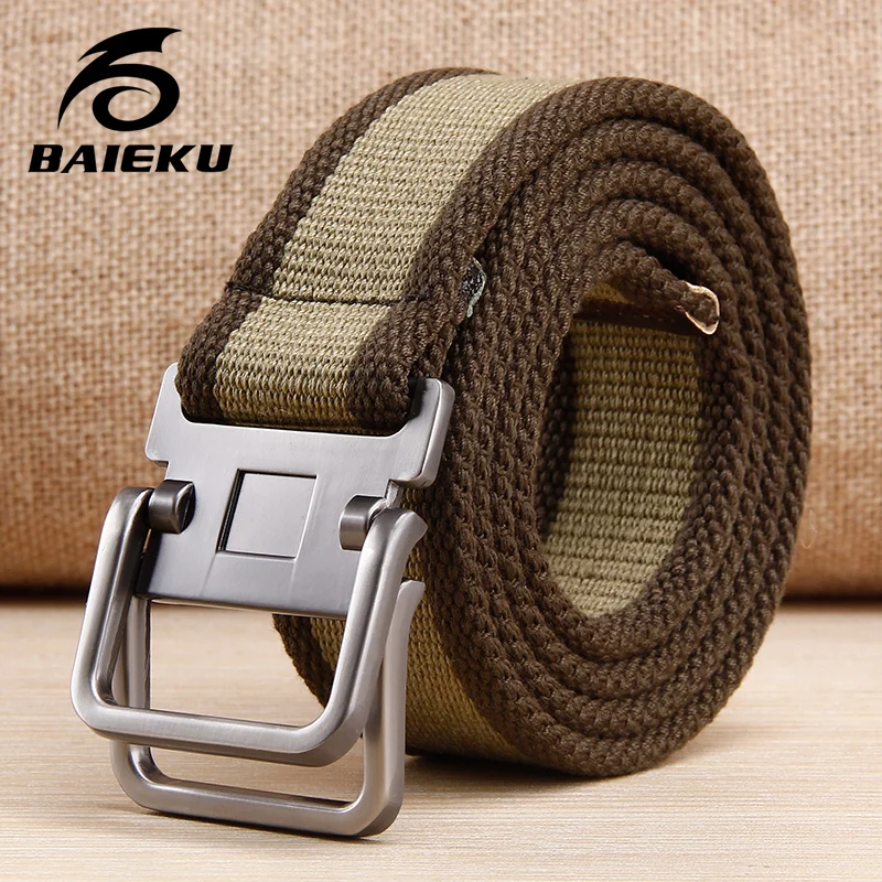 

baieku Double loop fastener Men canvas belt Thicken the joker Male recreational belts