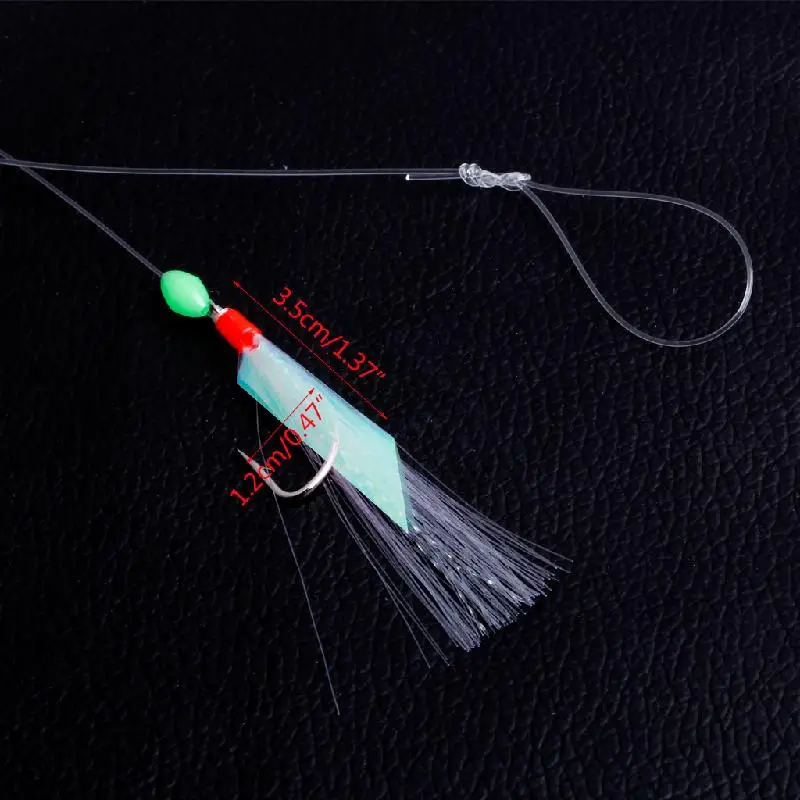 5Pcs Fishing Lure Rigs Bait Jig Line Fake Crystal String 3//0# Barbed Hook Tackle