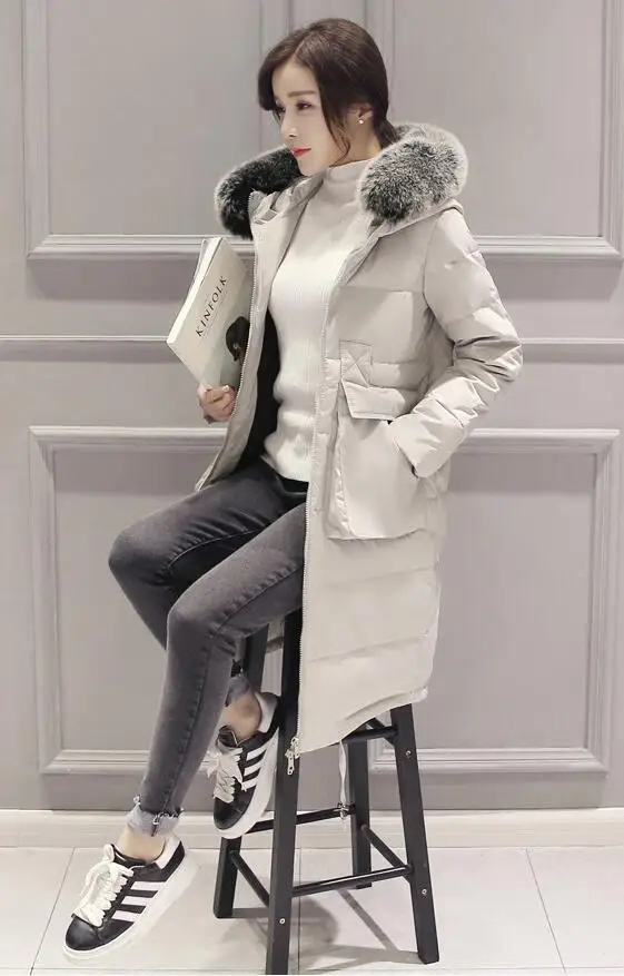 women Down jacket Long style High quality Warm in the winter coats Real