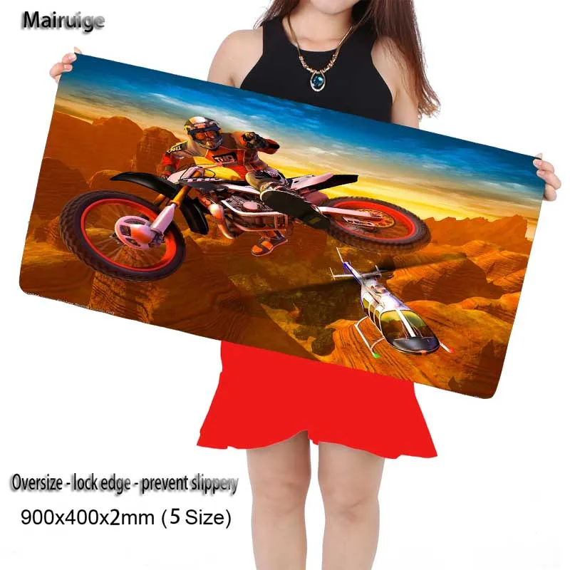  Mairuige Motorbikes Colorful Gaming Mouse Pad Durable Mat with Locking Edge Rubber Cloth for Dota L