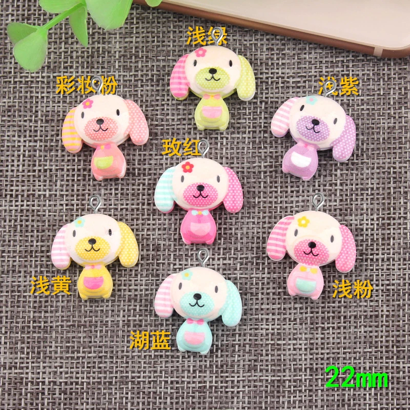 

10pcs 22mm Mix Lovely dog charms year resin flatback cabochon kawaii baby jewelry wholesale DIY mobile phone shell accessories
