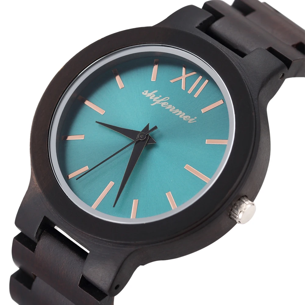Creative Full Natural Wood Male Watches Handmade Novel Fashion Men Women Wooden Bangle Quartz Wrist Watch Reloj de madera drop shipping (5)