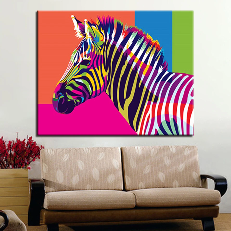 

Abstract Colorful Zebra Oil Painting By Numbers DIY Kits Drawing Animal Pictures HandPainted Coloring Canvas Wall Artwork Craft