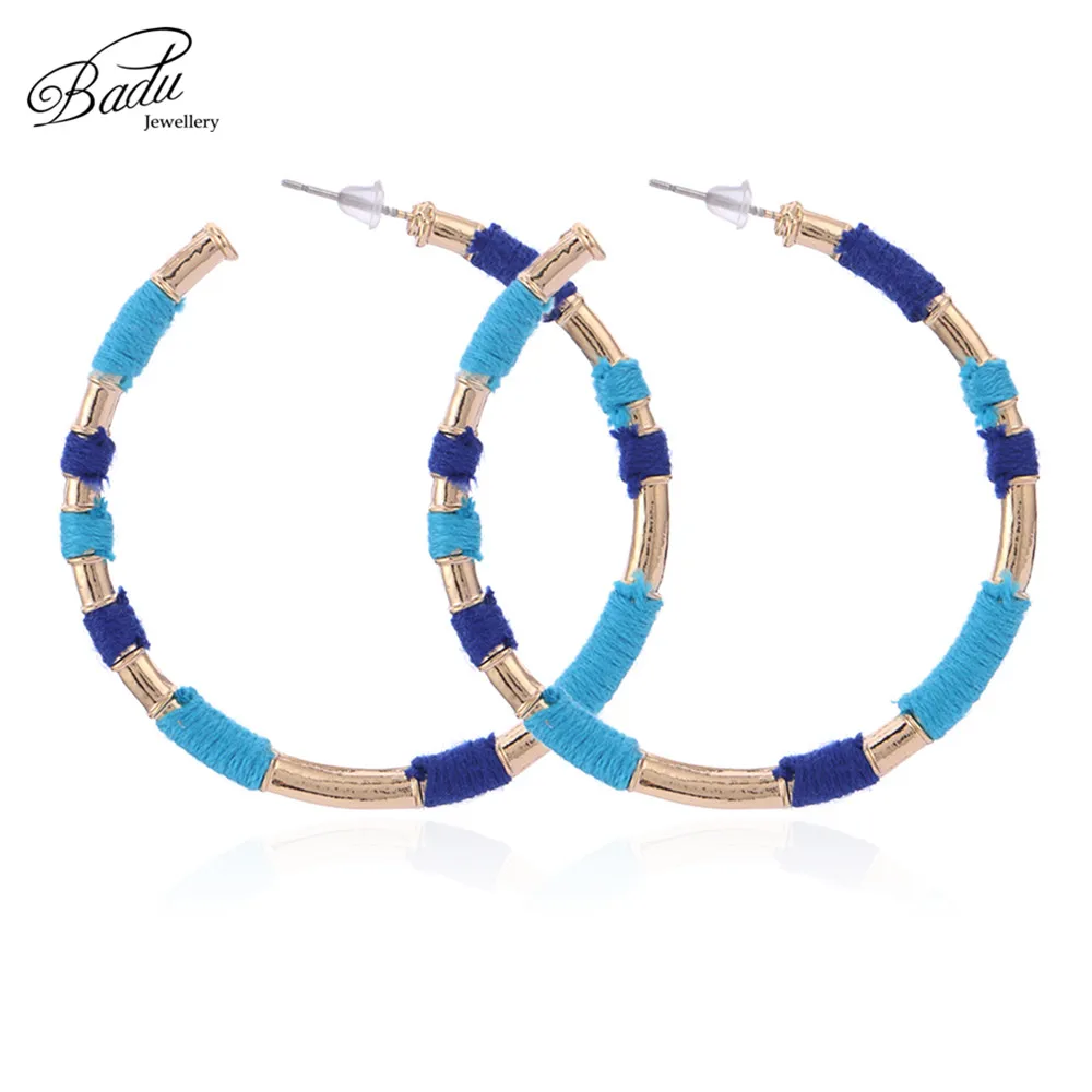 

Badu Ethnic Round Hoop Earrings Bohemian Colorful Big Hoop Earring Exaggerated Jewelry for Christmas Wholesale